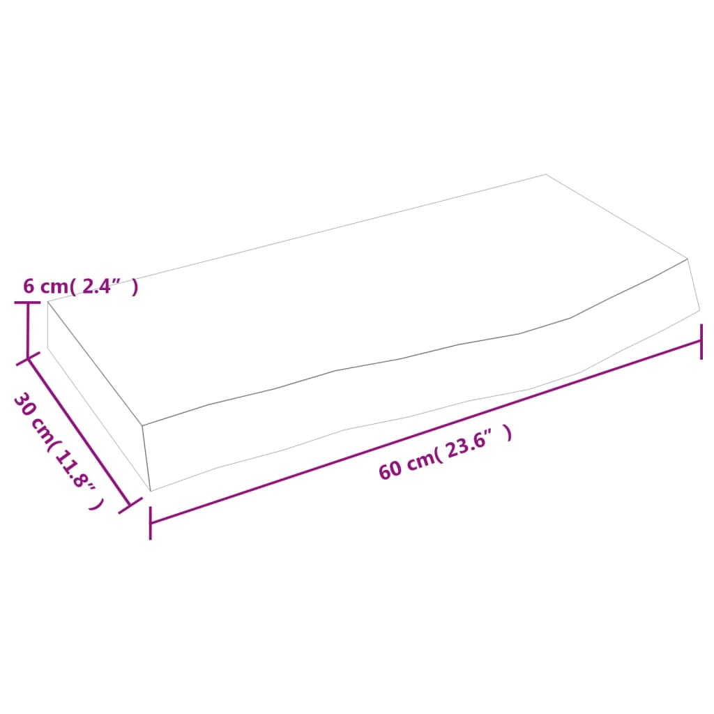 Ripiano a Parete 60x30x(2-6) cm Massello Rovere Non Trattato | homemem39