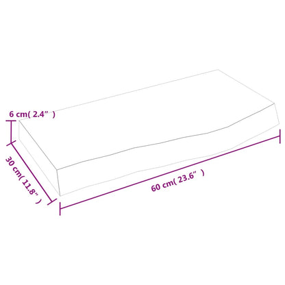 Ripiano a Parete 60x30x(2-6) cm Massello Rovere Non Trattato | homemem39