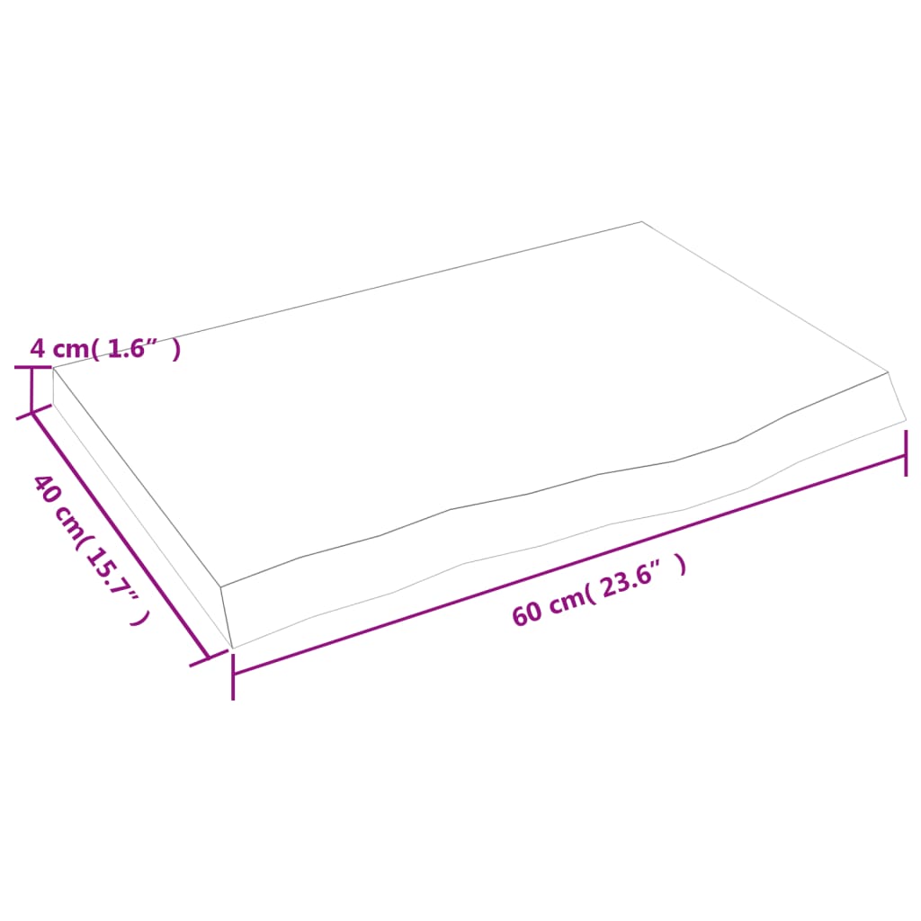Ripiano a Parete 60x40x(2-4) cm Massello Rovere Non Trattato | homemem39