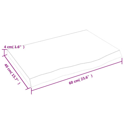 Ripiano a Parete 60x40x(2-4) cm Massello Rovere Non Trattato | homemem39