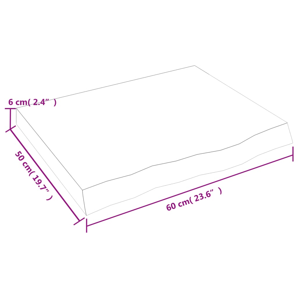 Ripiano a Parete 60x50x(2-6) cm Massello Rovere Non Trattato - homemem39