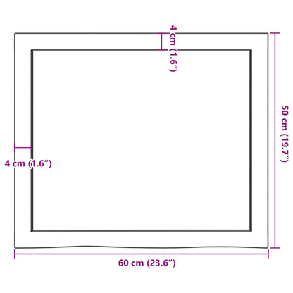 Ripiano a Parete 60x50x(2-6) cm Massello Rovere Non Trattato - homemem39