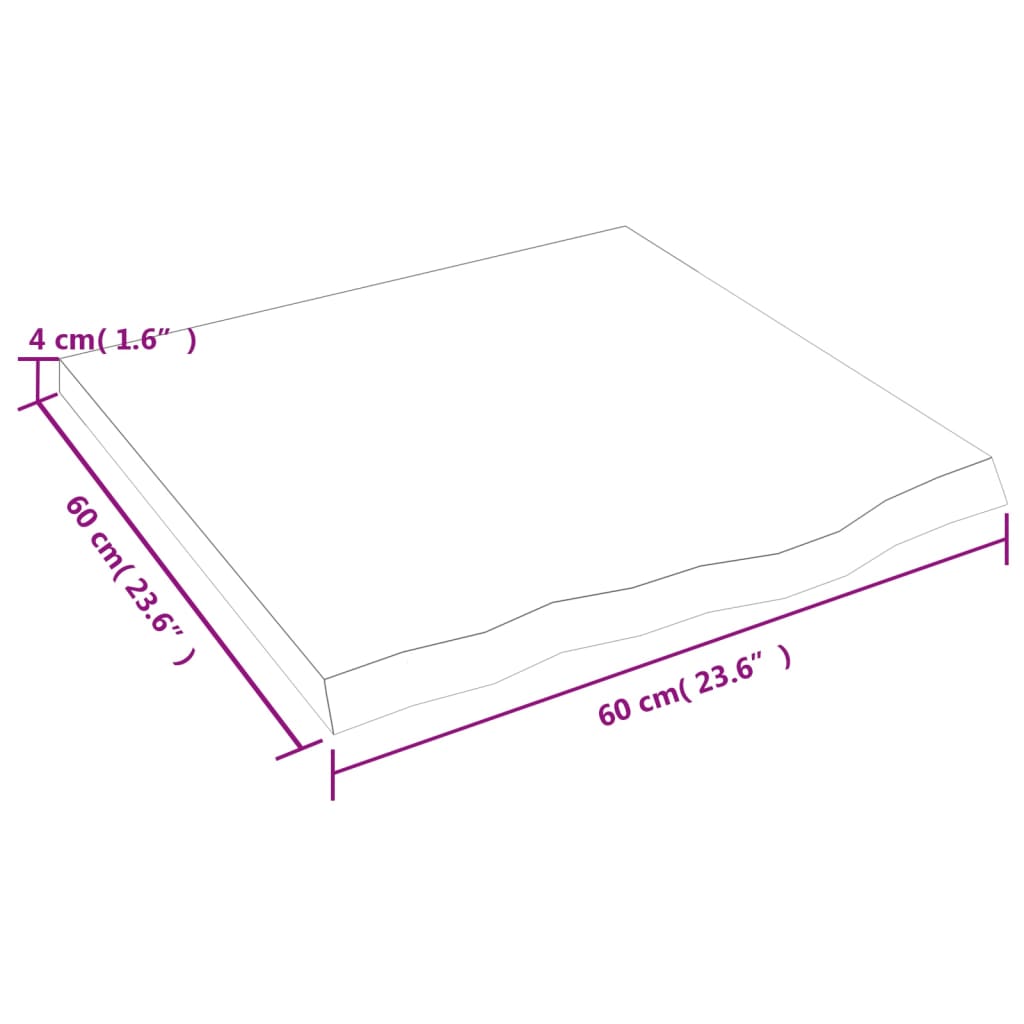 Ripiano a Parete 60x60x(2-4) cm Massello Rovere Non Trattato - homemem39