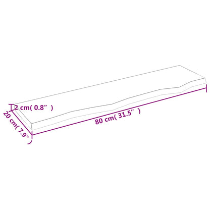 Ripiano a Parete 80x20x2 cm Legno Massello Rovere Non Trattato | homemem39