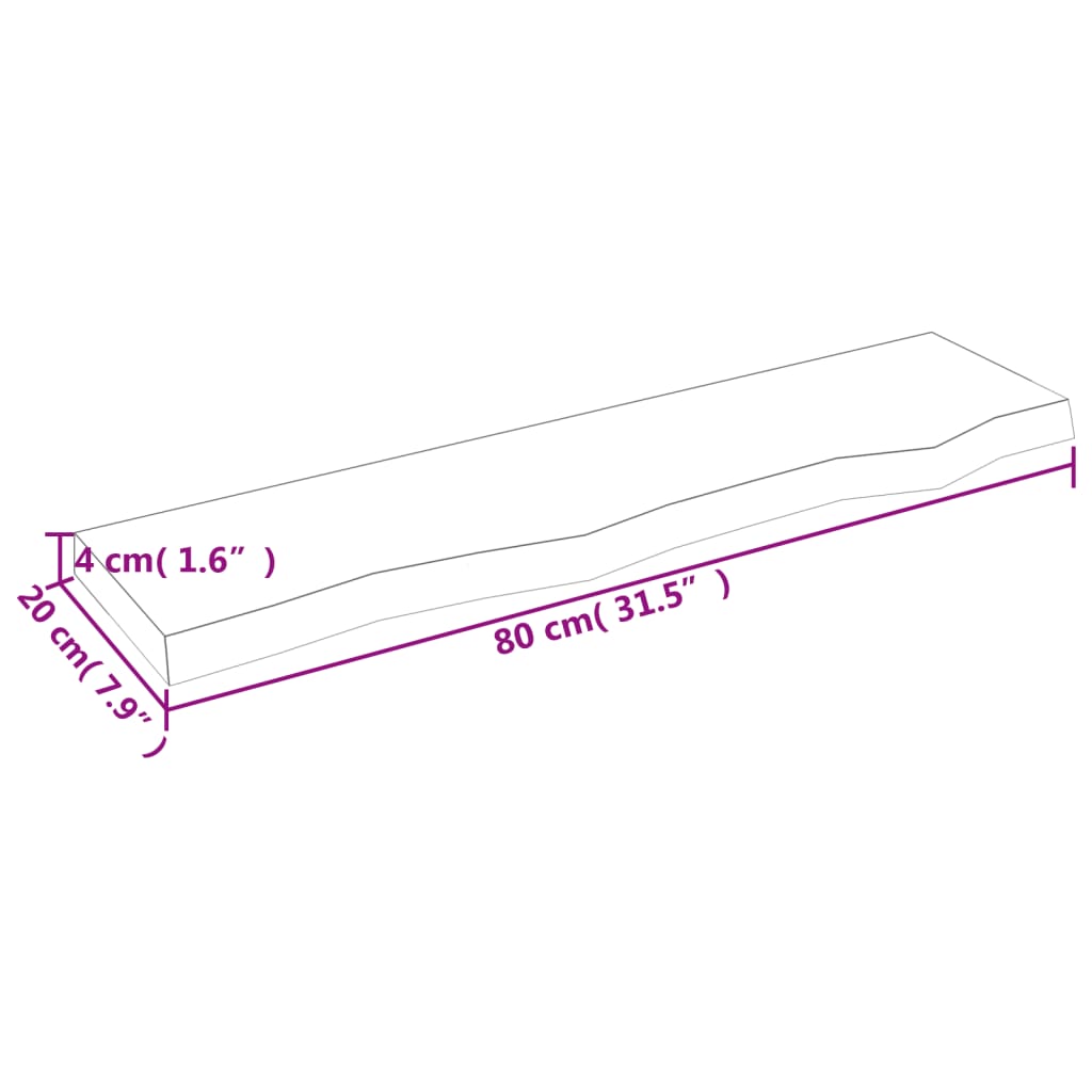 Ripiano a Parete 80x20x4 cm Legno Massello Rovere Non Trattato | homemem39