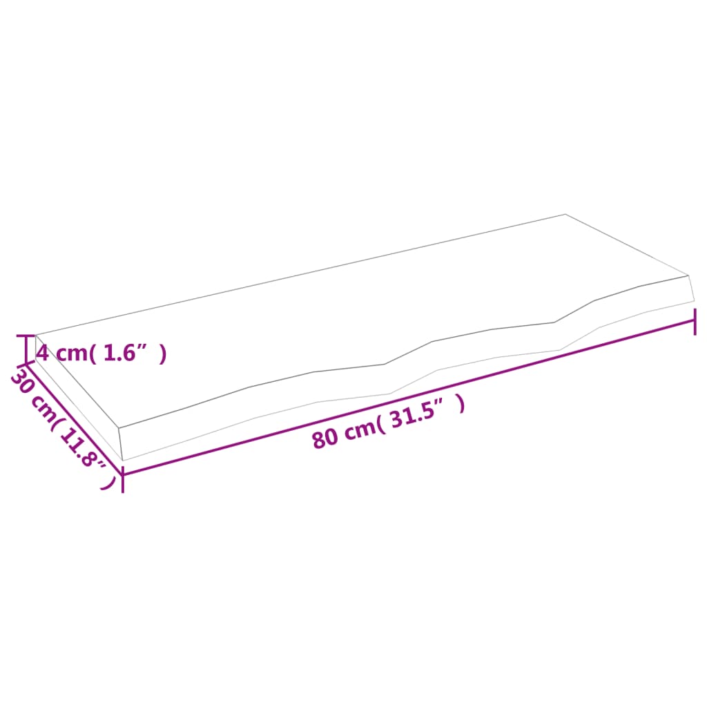 Ripiano a Parete 80x30x(2-4) cm Massello Rovere Non Trattato | homemem39