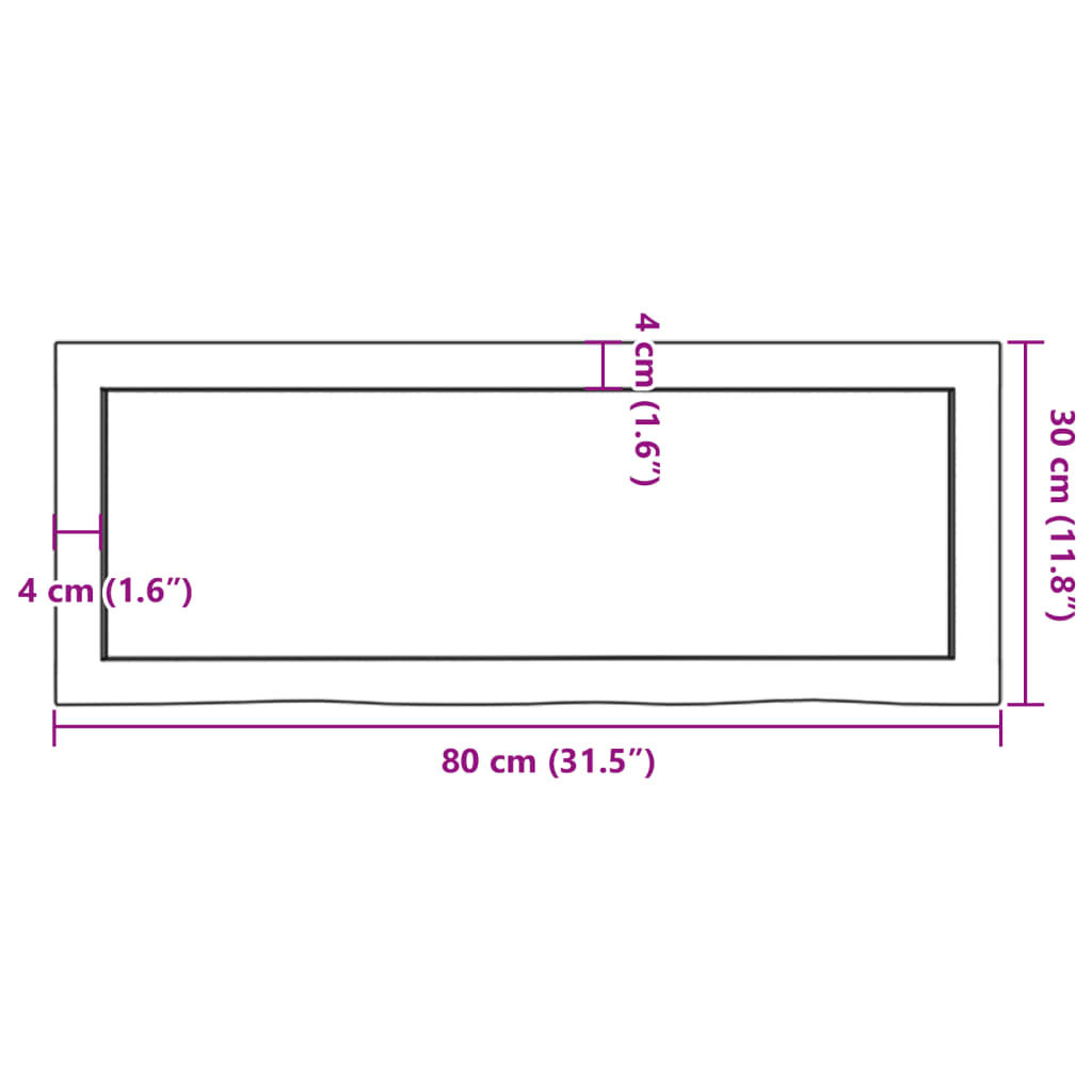 Ripiano a Parete 80x30x(2-4) cm Massello Rovere Non Trattato | homemem39