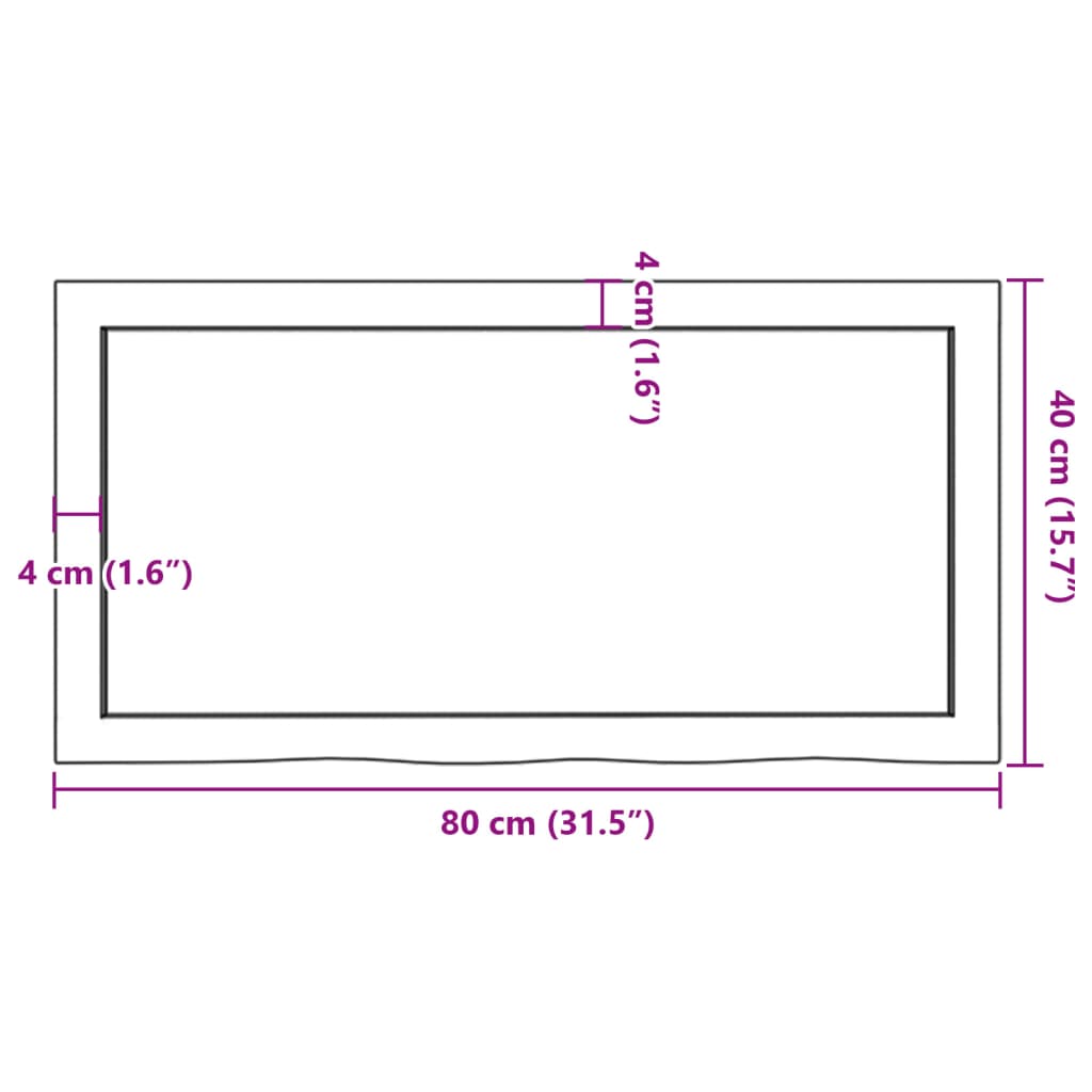Ripiano a Parete 80x40x(2-4) cm Massello Rovere Non Trattato | homemem39