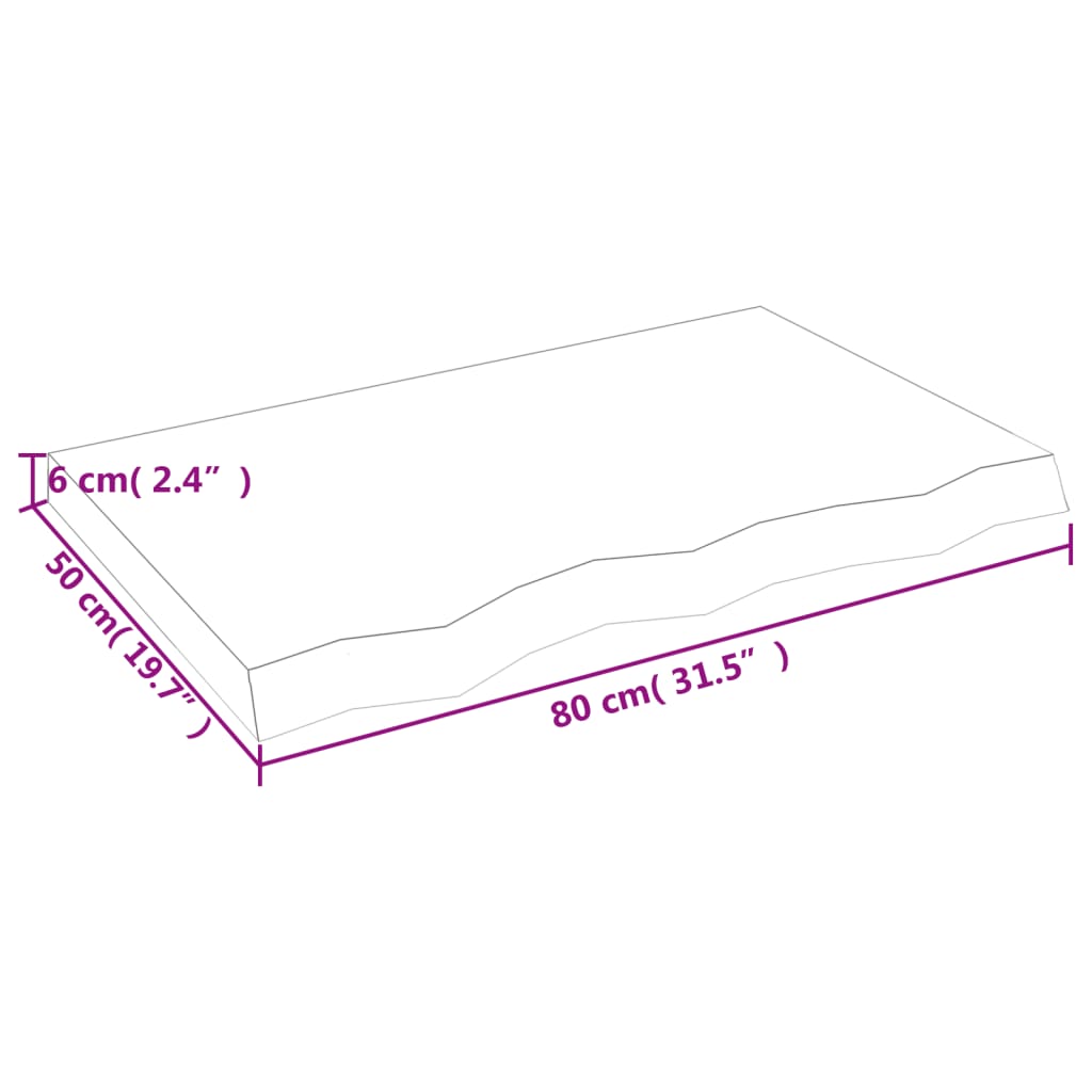 Ripiano a Parete 80x50x(2-6) cm Massello Rovere Non Trattato | homemem39