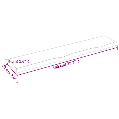 Ripiano a Parete 100x20x4 cm Legno Massello Rovere Non Trattato | homemem39