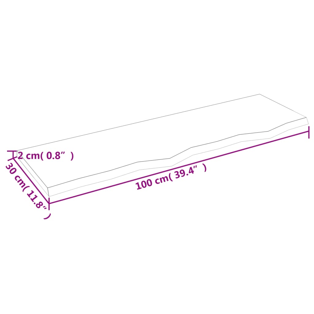 Ripiano a Parete 100x30x2 cm Legno Massello Rovere Non Trattato | homemem39