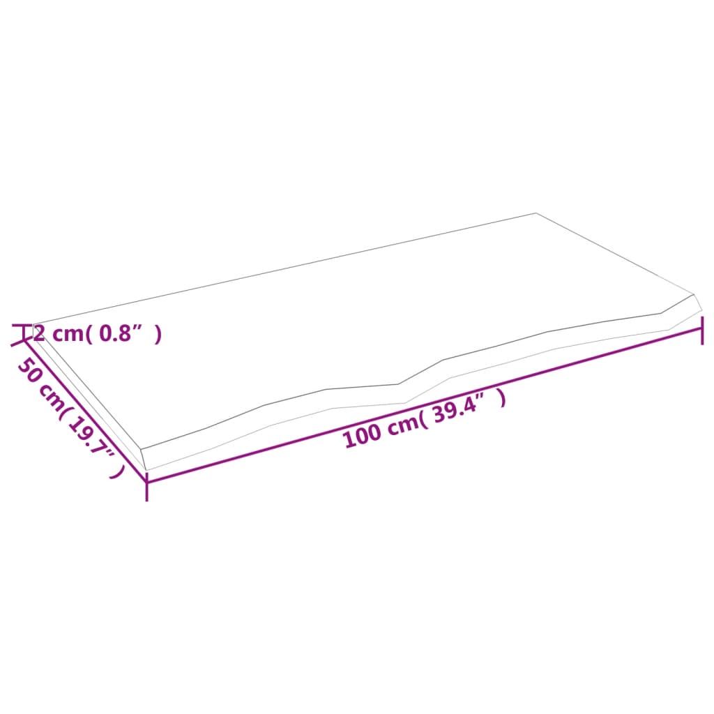 Ripiano a Parete 100x50x2 cm Legno Massello Rovere Non Trattato | homemem39