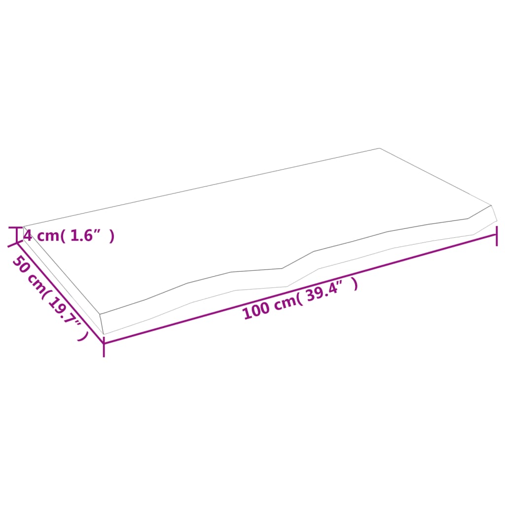 Ripiano a Parete 100x50x(2-4) cm Massello Rovere Non Trattato - homemem39