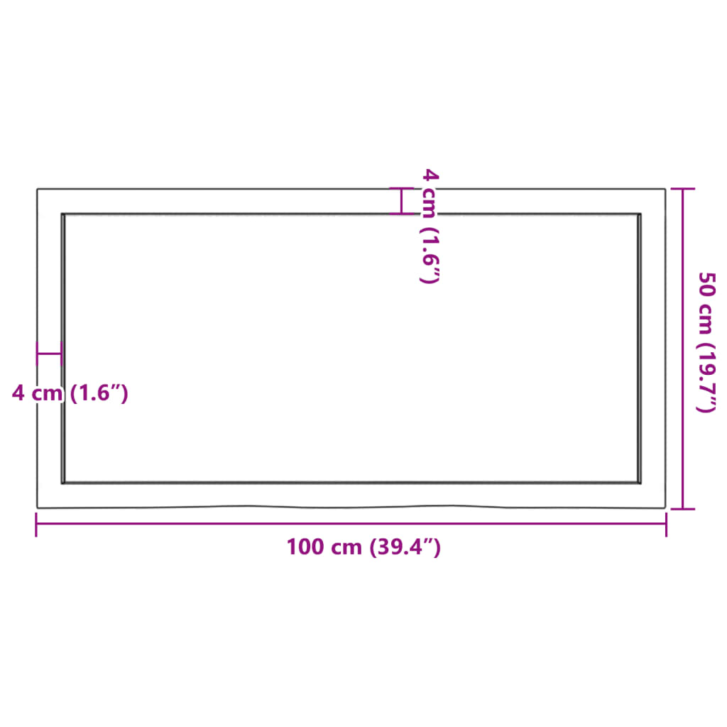 Ripiano a Parete 100x50x(2-6) cm Massello Rovere Non Trattato - homemem39