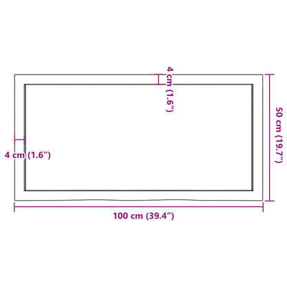 Ripiano a Parete 100x50x(2-6) cm Massello Rovere Non Trattato - homemem39