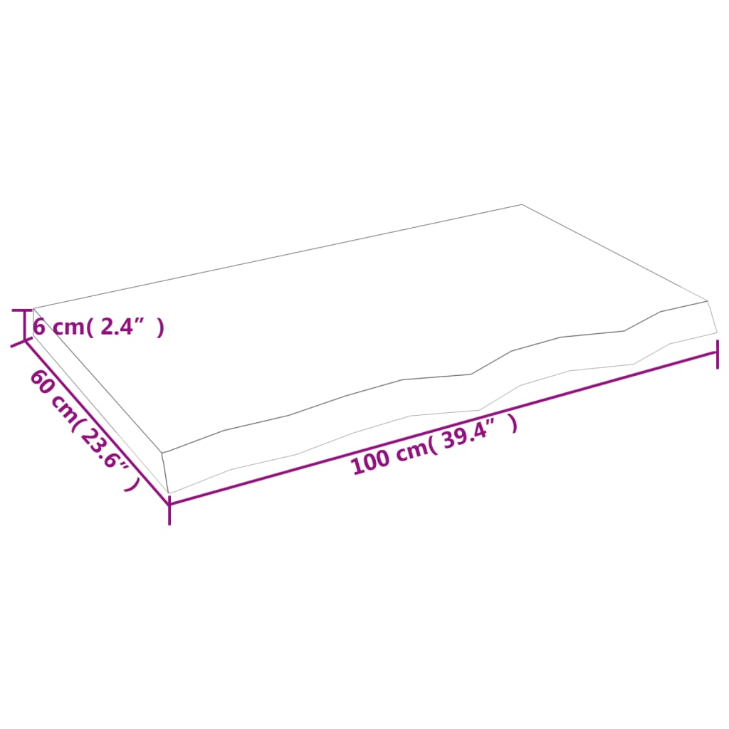 Ripiano a Parete 100x60x(2-6) cm Massello Rovere Non Trattato - homemem39