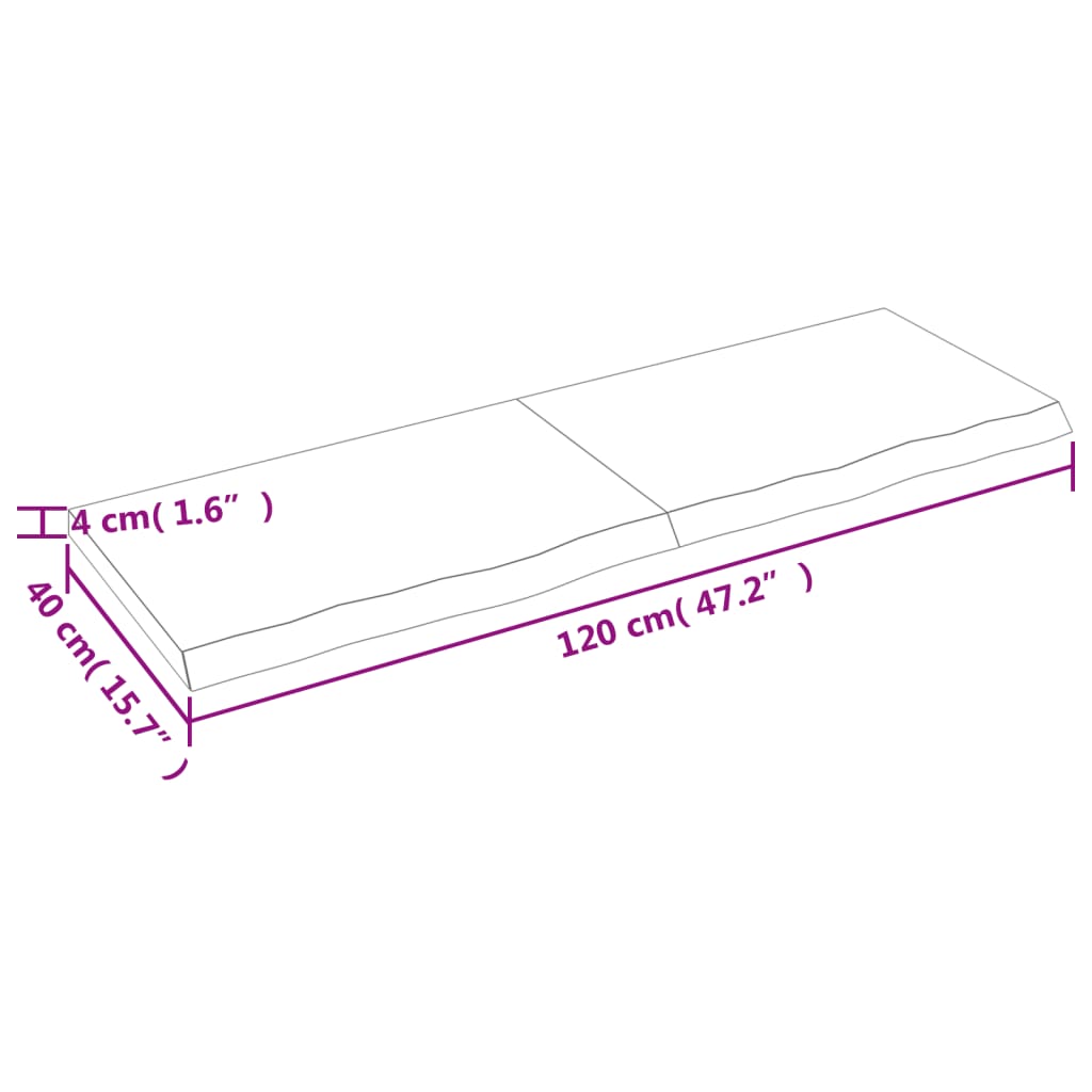 Ripiano a Parete 120x40x(2-4) cm Massello Rovere Non Trattato - homemem39