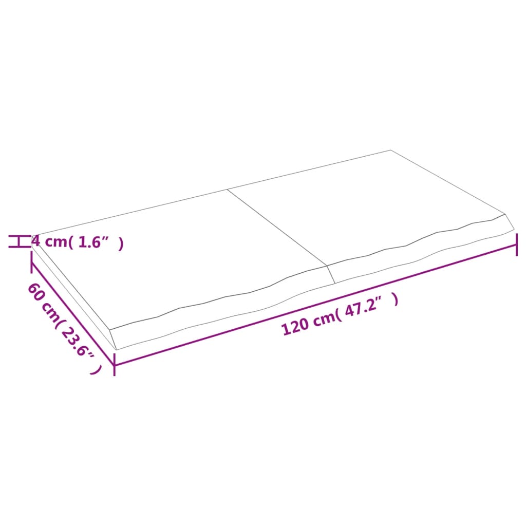 Ripiano a Parete 120x60x(2-4) cm Massello Rovere Non Trattato - homemem39