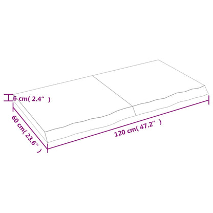 Ripiano a Parete 120x60x(2-6) cm Massello Rovere Non Trattato - homemem39