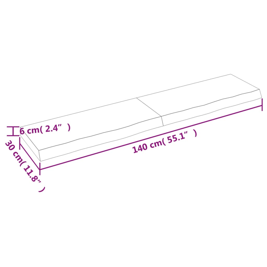 Ripiano a Parete 140x30x(2-6) cm Massello Rovere Non Trattato - homemem39