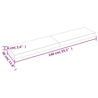 Ripiano a Parete 140x30x(2-6) cm Massello Rovere Non Trattato - homemem39