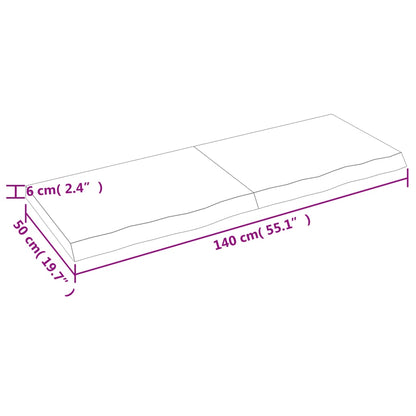 Ripiano a Parete 140x50x(2-6) cm Massello Rovere Non Trattato - homemem39