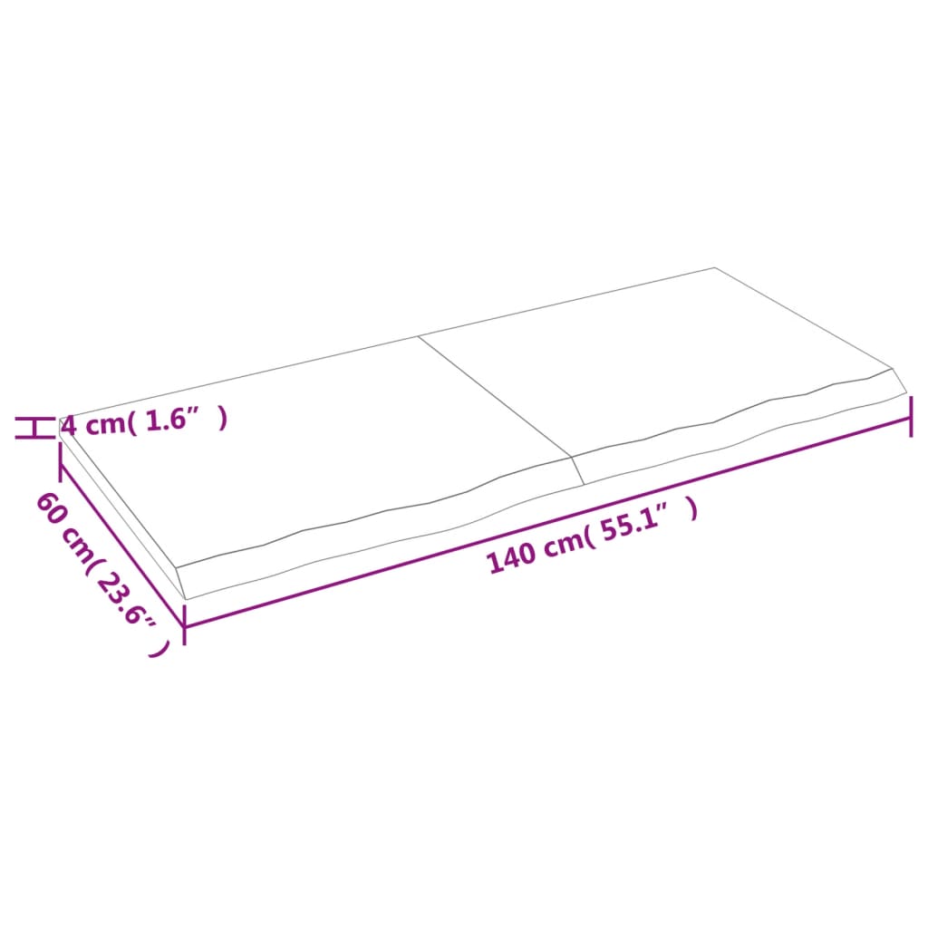 Ripiano a Parete 140x60x(2-4) cm Massello Rovere Non Trattato - homemem39