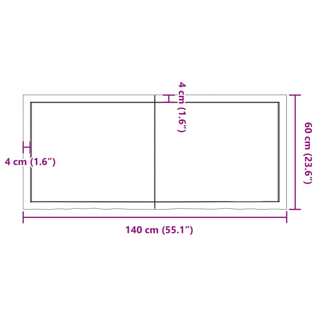 Ripiano a Parete 140x60x(2-4) cm Massello Rovere Non Trattato - homemem39