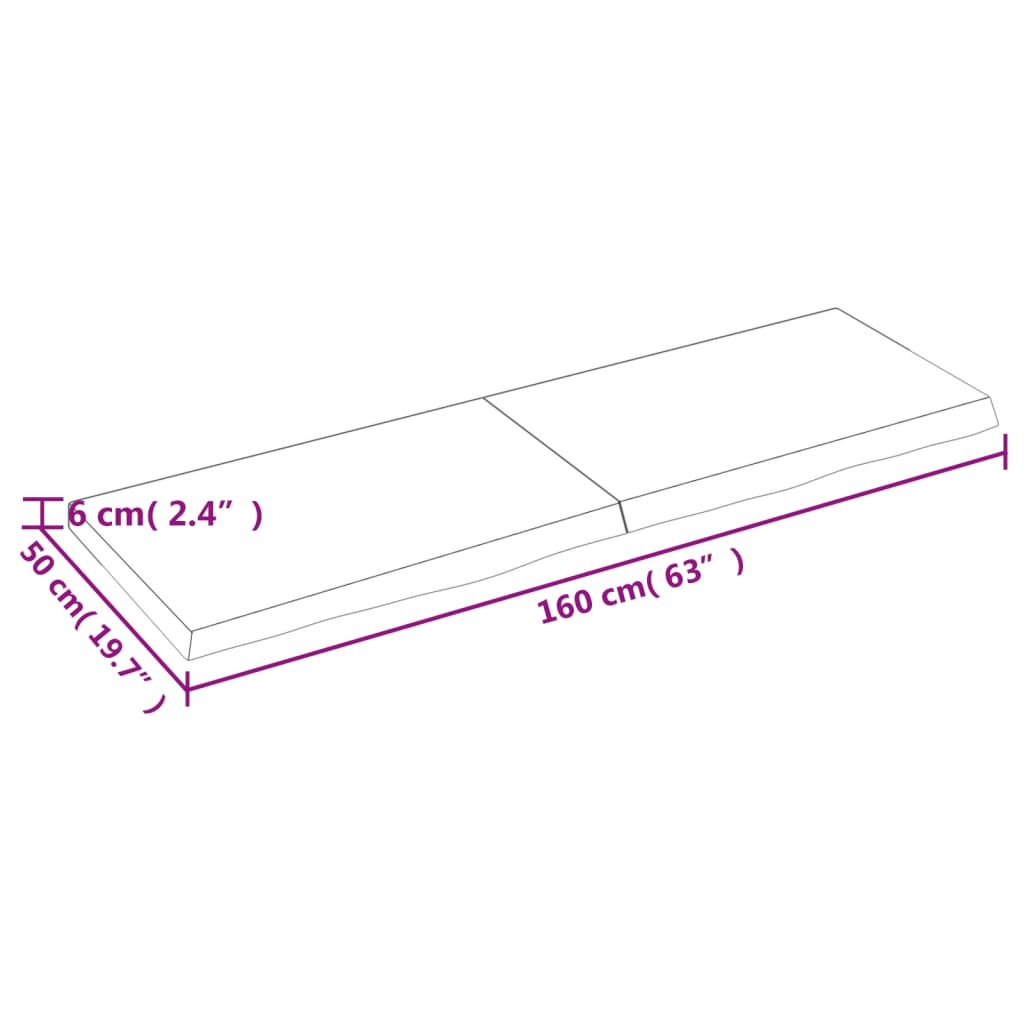 Ripiano a Parete 160x50x(2-6) cm Massello Rovere Non Trattato - homemem39