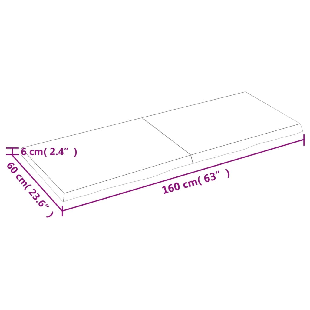 Ripiano a Parete 160x60x(2-6) cm Massello Rovere Non Trattato - homemem39