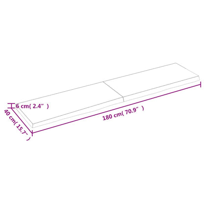 Ripiano a Parete 180x40x(2-6) cm Massello Rovere Non Trattato - homemem39