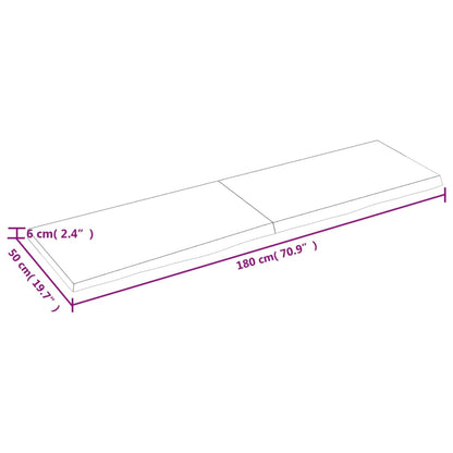 Ripiano a Parete 180x50x(2-6) cm Massello Rovere Non Trattato - homemem39