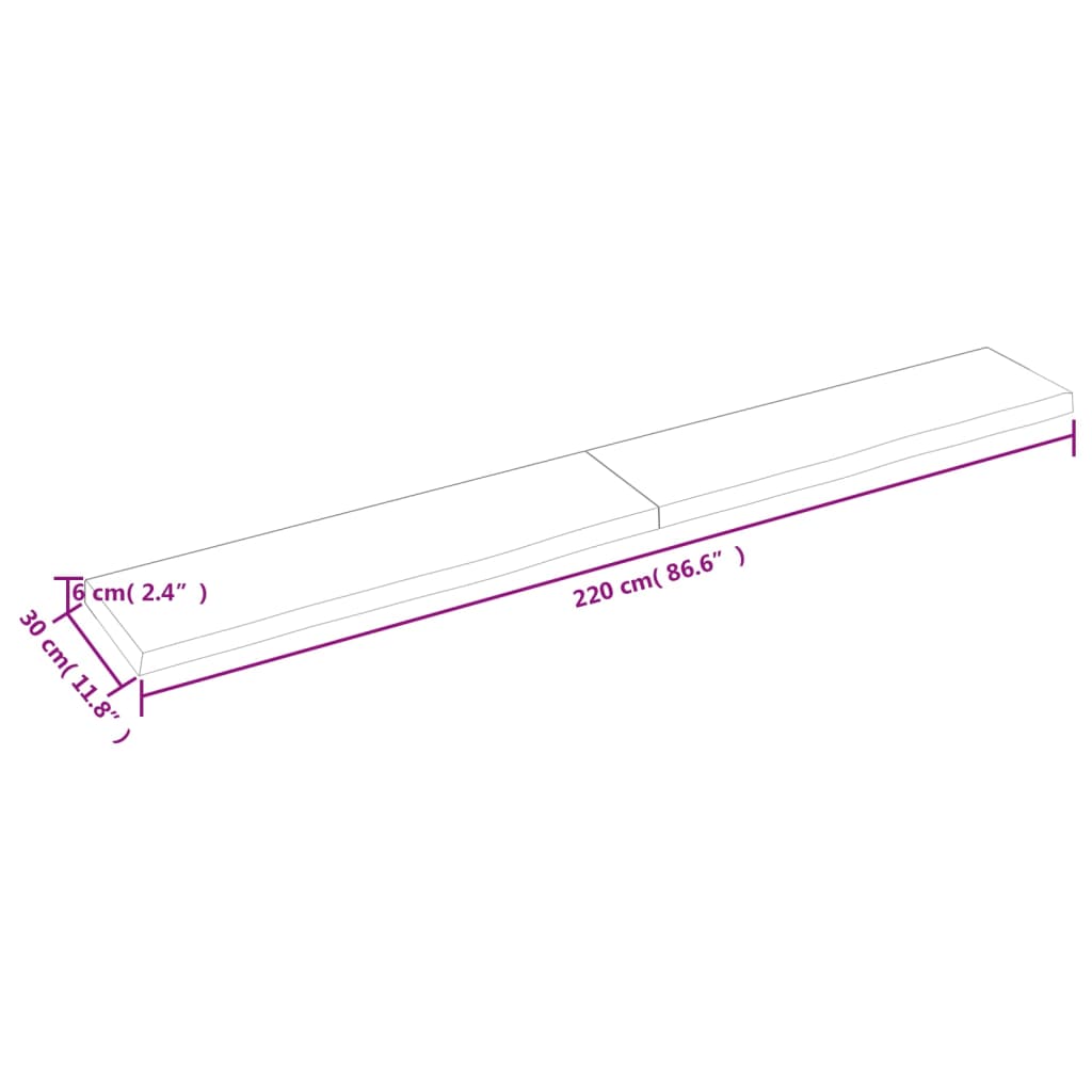 Ripiano a Parete 220x30x(2-6) cm Massello Rovere Non Trattato - homemem39