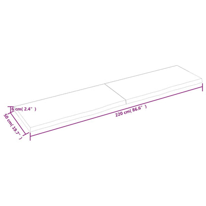 Ripiano a Parete 220x50x(2-6) cm Massello Rovere Non Trattato - homemem39