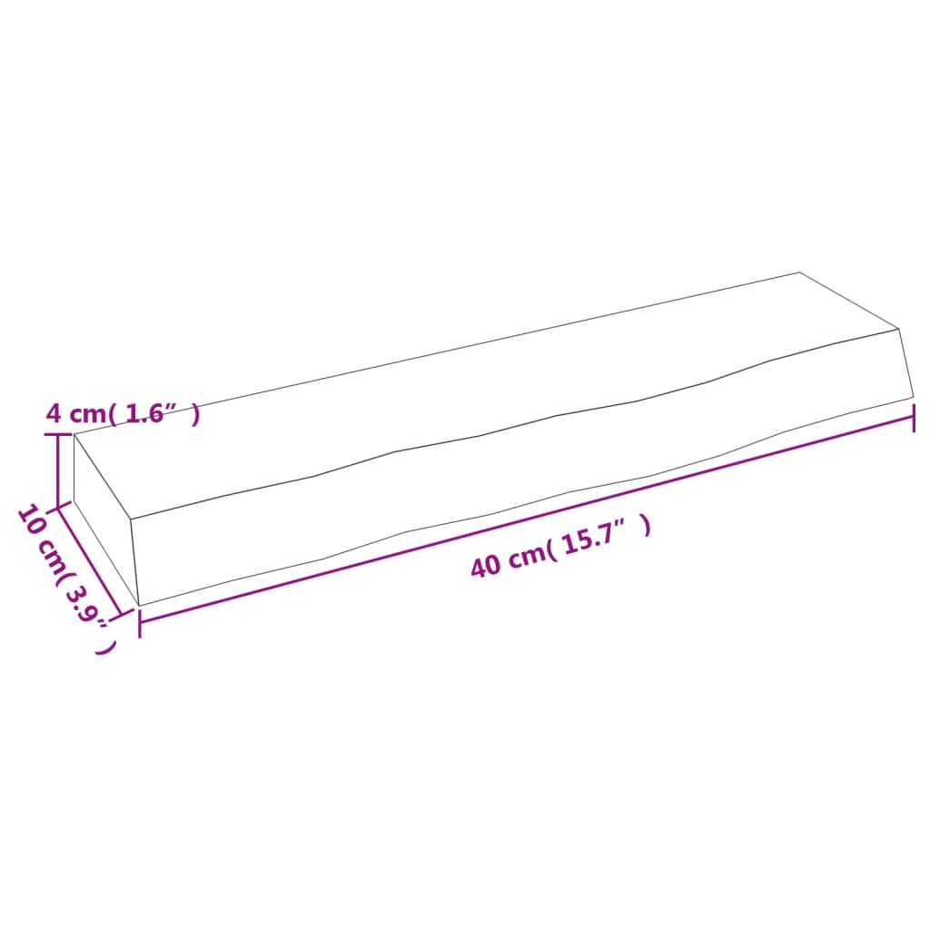 Ripiano Muro Marrone Chiaro 40x10x4 cm Massello Rovere Trattato | homemem39