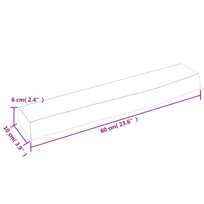 Ripiano Muro Marrone Chiaro 60x10x6 cm Massello Rovere Trattato | homemem39