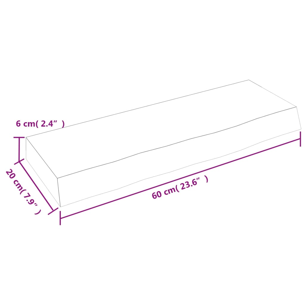 Ripiano Muro Marrone Chiaro 60x20x6 cm Massello Rovere Trattato - homemem39