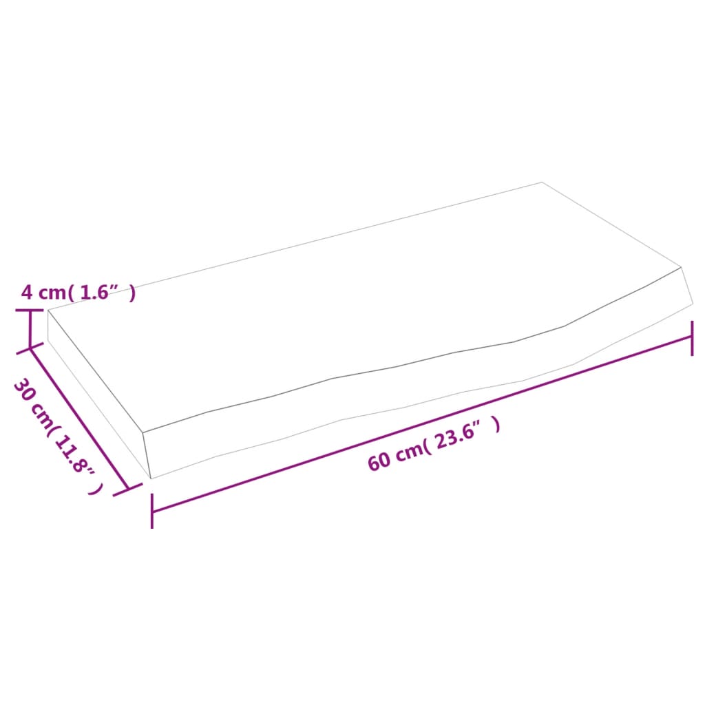 Ripiano Muro Marrone 60x30x(2-4) cm Massello Rovere Trattato | homemem39