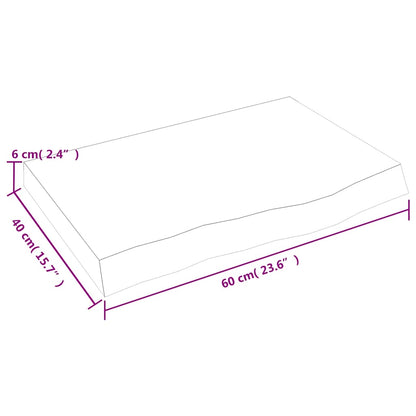 Ripiano Muro Marrone 60x40x(2-6) cm Massello Rovere Trattato | homemem39