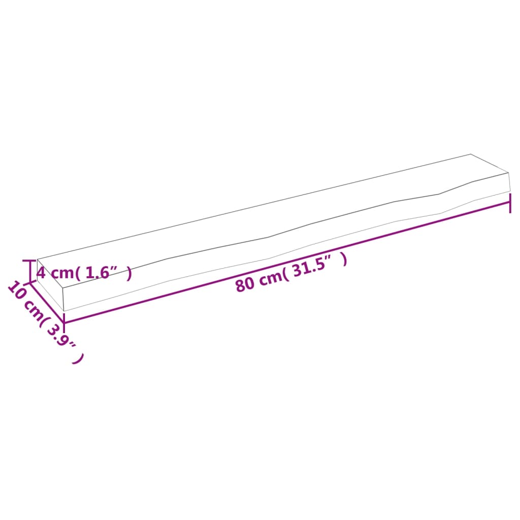 Ripiano Muro Marrone Chiaro 80x10x4 cm Massello Rovere Trattato | homemem39