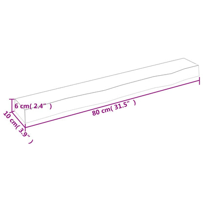 Ripiano Muro Marrone Chiaro 80x10x6 cm Massello Rovere Trattato - homemem39