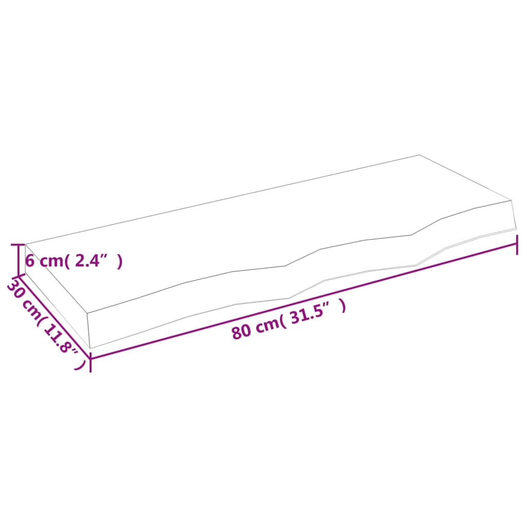Ripiano Muro Marrone 80x30x(2-6) cm Massello Rovere Trattato | homemem39