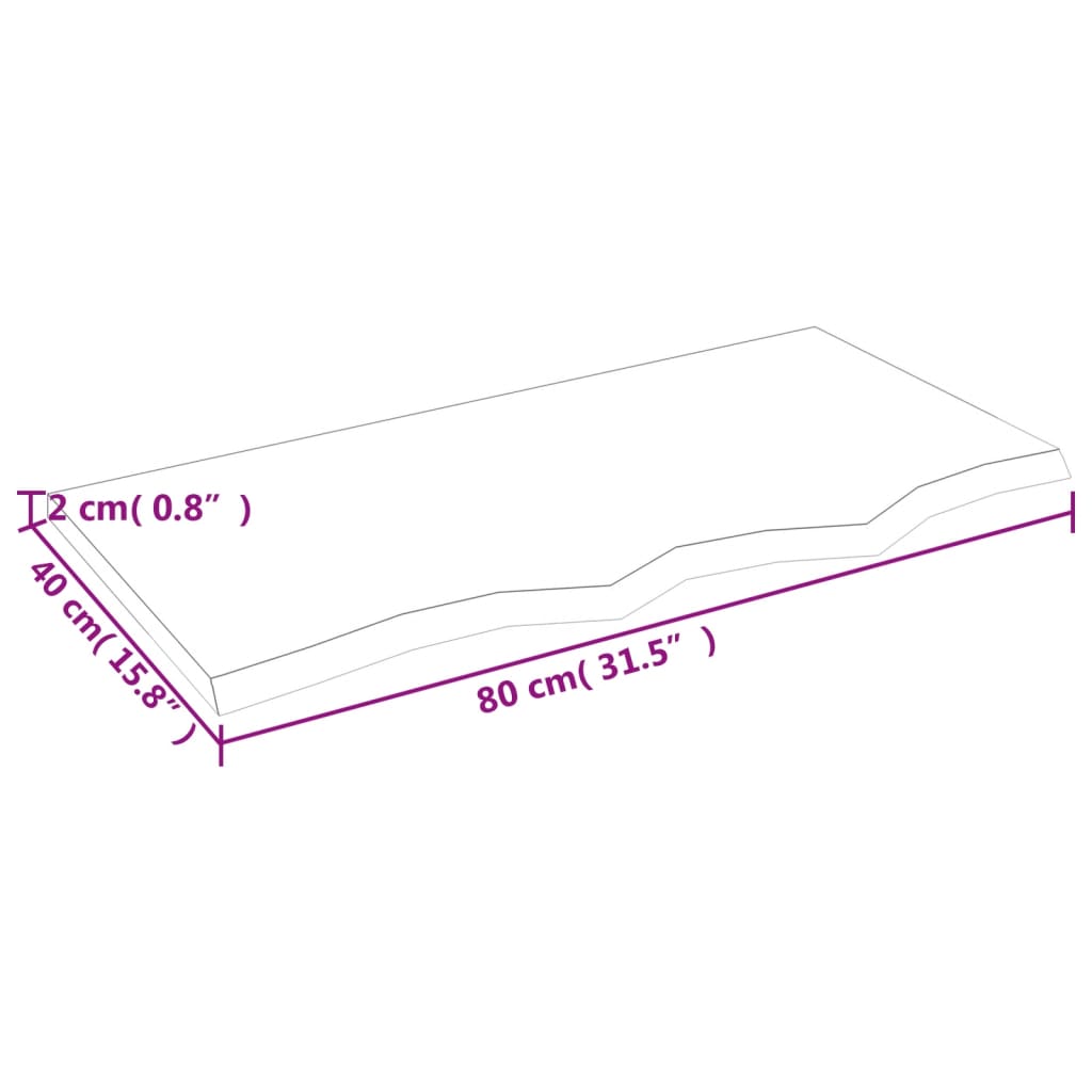 Ripiano Muro Marrone Chiaro 80x40x2 cm Massello Rovere Trattato | homemem39