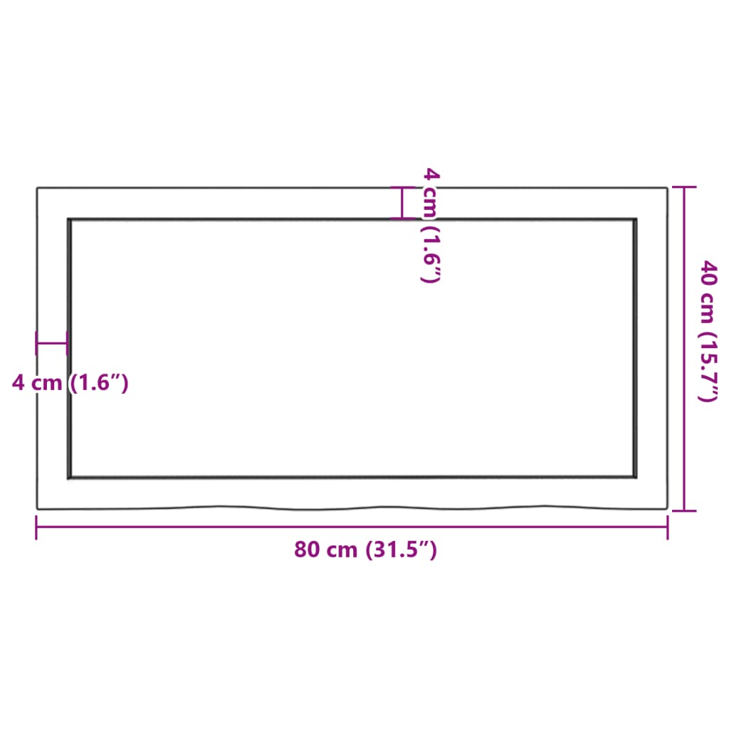 Ripiano Muro Marrone 80x40x(2-4) cm Massello Rovere Trattato | homemem39