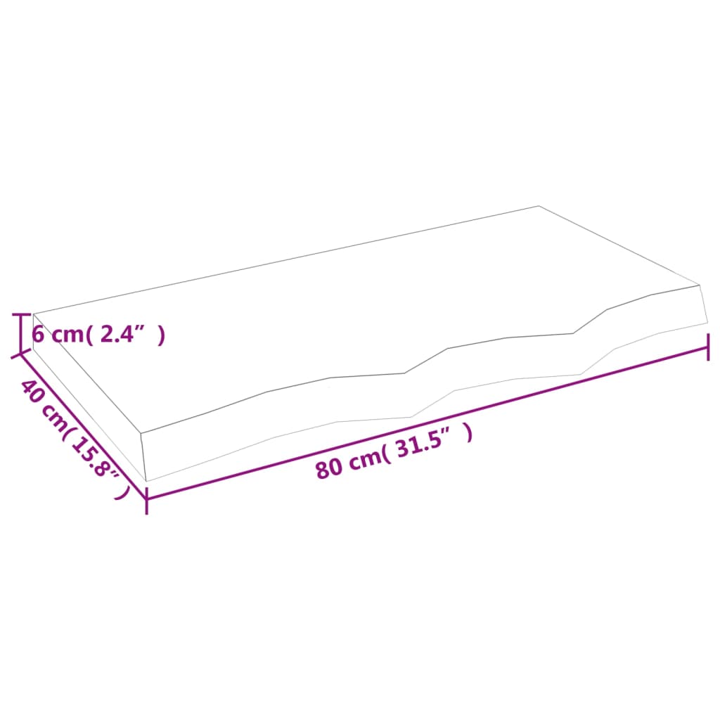 Ripiano Muro Marrone 80x40x(2-6) cm Massello Rovere Trattato | homemem39
