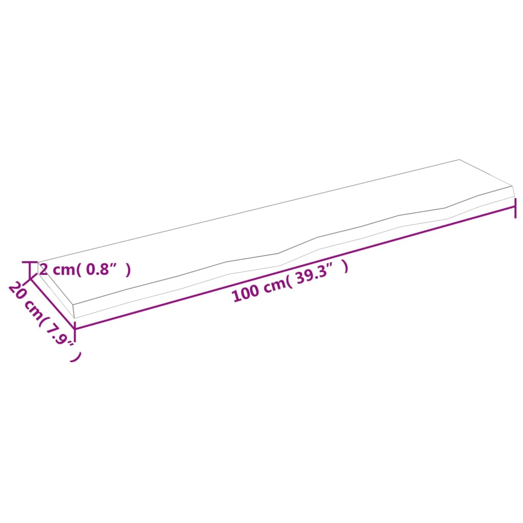 Ripiano Muro Marrone Chiaro 100x20x2cm Massello Rovere Trattato | homemem39