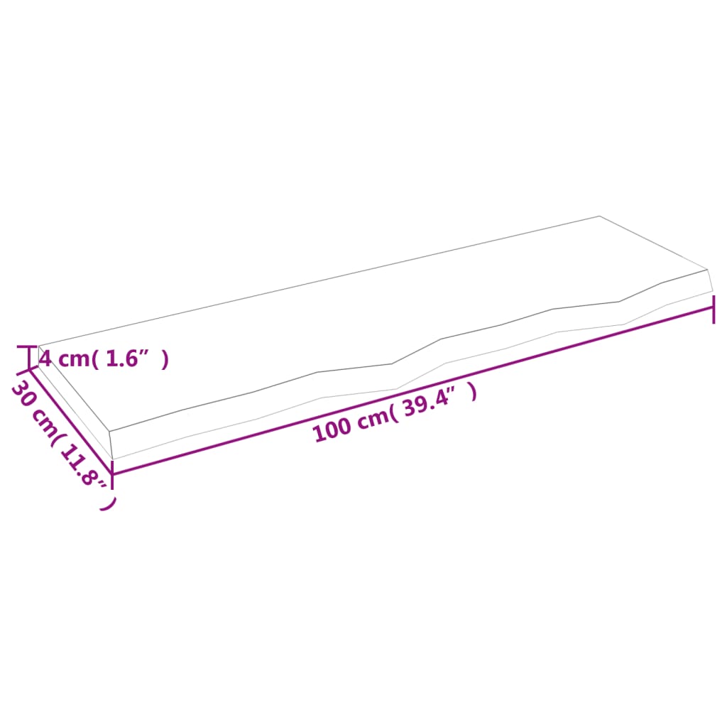 Ripiano Muro Marrone 100x30x(2-4) cm Massello Rovere Trattato | homemem39