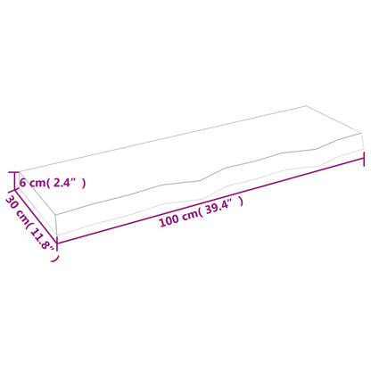 Ripiano Muro Marrone 100x30x(2-6) cm Massello Rovere Trattato - homemem39