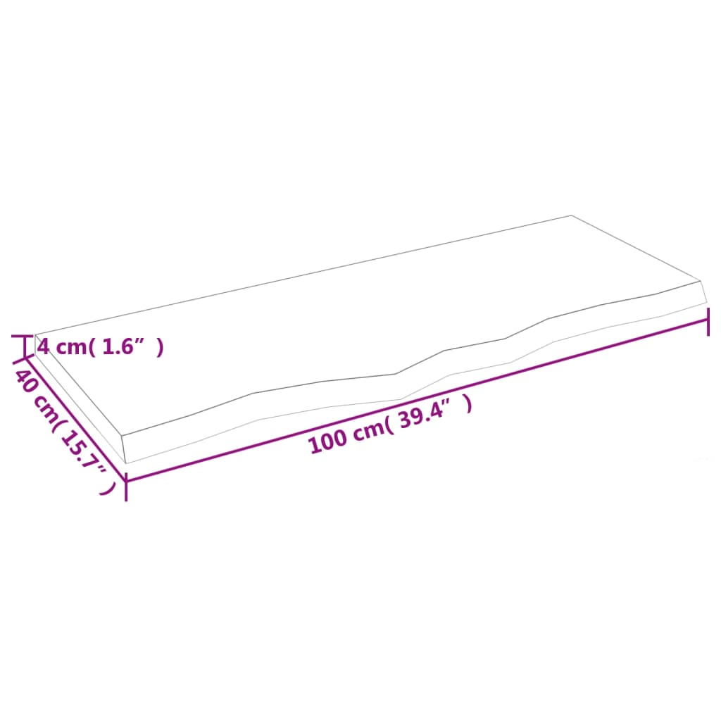 Ripiano Muro Marrone 100x40x(2-4) cm Massello Rovere Trattato - homemem39