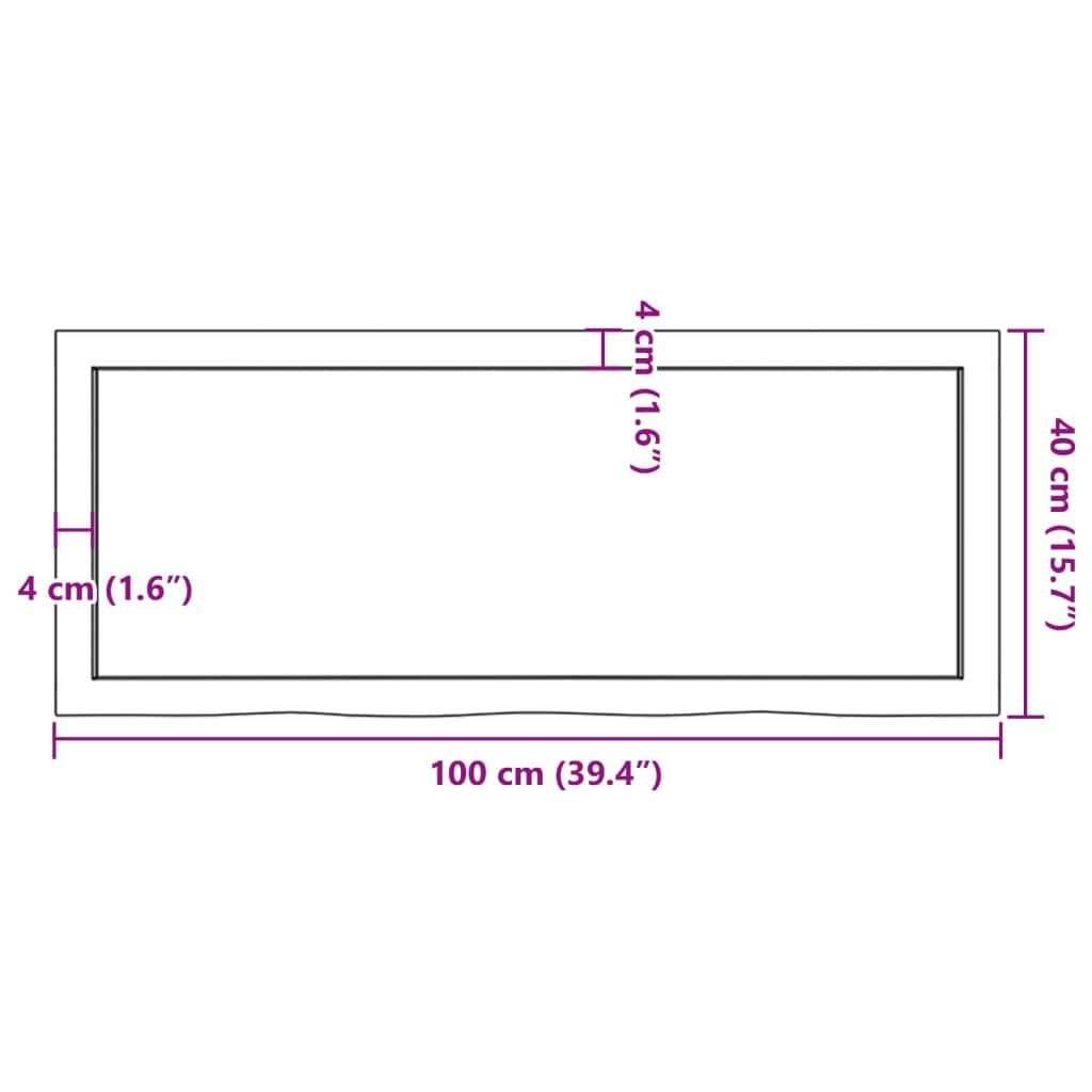 Ripiano Muro Marrone 100x40x(2-4) cm Massello Rovere Trattato - homemem39